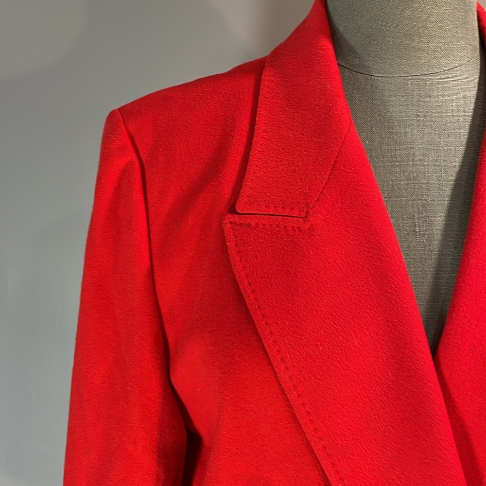 100% wool Jaeger double breasted blazer size 12 astounding quality gorgeous red! - Picture 9 of 17